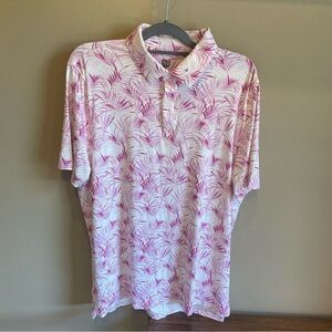 Graham Luxe Men's Short Sleeve Print Golf Polo Shirt Large NWT